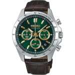 SEIKO 1 5 sekundžių chronografas Kvarcinis rie&scaron;inis laikrodis Vyri&scaron;kas SBTR017 Žalias rudas odinis gray
