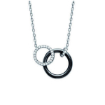 Les Tr&eacute;sors De Lily [L5674] - Collier Argent 'Sissi' noir c&eacute;ramique (rhodi&eacute;) - 20x15 mm