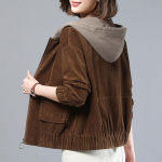 Rudens naujos moteri&scaron;kos striukės Velvetas paltas Gatvės drabužiai su gobtuvu, laisvalaikio vėjo striukė Moteri&scaron;ka striukė su užtrauktukais Striukė Didelio dydžio vir&scaron;utiniai drabužiai XXL kava