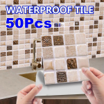 Virtuvės &bdquo;Backsplash&ldquo; plytelės Nulupkite ir priklijuokite 3D sienų lipdukus Vandeniui atsparūs tapetai Lipni sienų apdaila vonios kambariui Miegamojo Svetainės staliukas 50PCS
