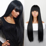 MISS WIG Ilgi tiesūs plaukai Natūralaus kar&scaron;čiui atsparaus pluo&scaron;to juodas perukas moterims kasdieniam dėvėjimui Perukai Rožiniai Raudoni Cosplay Perukai 60 CM