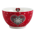 Les Tr&eacute;sors De Lily [A1138] - Bol porcelaine 'Chalet' rouge taupe (flocon d'amour) - 13x7 cm (48 cl)