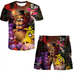 2vnt Rinkiniai Berniukai Merginos 3D spauda FNAF drabužiai Kostiumai Vasaros madingi mar&scaron;kinėliai trumpomis rankovėmis + trumpos kelnės Drabužiai Apranga 4-14 m. 110