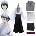 Anime Demon Slayer Kimetsu No Yaiba Yushiro Cosplay Perukas su Baltu Kimono Mar&scaron;kiniu, Paltu, Kelnėmis, Diržu, Apranga Helovino Karnavalo Kostiumas L-(Costume+Wig)