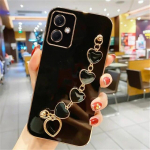 OPPO Realme 12 Pro+ &scaron;irdies apyrankės rie&scaron;o grandinės telefono dėklas, skirtas Realme 12 Pro Plus 11 Pro 10 9i galvanizavimui atsparus smūgiams mink&scaron;tas silikoninis dėklas For Realme 12 Pro juoda