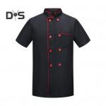 Vasaros virėjo uniforma dvieilis trumpomis rankovėmis unisex stovo apykaklė Mink&scaron;ta, kvėpuojanti, atspari dėmėms laisva virėja Virtuvė Kepyklėlė Restoranas Valgykla M