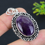 Natural Sage Amethyst Gemstone 925 Sterling Silver Gift Pendant 2.01 n6i09