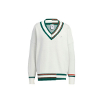 Adidas Originals Spliced V-neck megztinis su siuvinėtu prekės ženklo logotipu Moteri&scaron;ki megztiniai Han-Jade-White HS9521 M-L