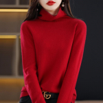 Moteri&scaron;kas golfas, Qinghe ka&scaron;myras, 30% ka&scaron;myras 70% vilna, žieminis megztas puloveris rudeninis megztinis ka&scaron;myro megztinis XXL raudona