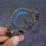 Arizona Turquoise Gemstone Handmade Copper Wire Wrap Cuff Bangle Adjustable w4d03