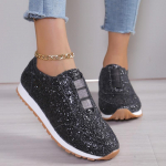 Moteri&scaron;ki laisvalaikio avalynė Moteri&scaron;ka mada Pavasaris Rudens blizgučiai drobiniai sportbačiai Moteri&scaron;ki seklios platformos Vulcanize Batai Zapatillas Mujer 36 juoda