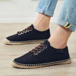 Madingi 2024 m. batai, nauji vyrams, kanapių žvejo batai, kvėpuojantys espadriliai, butai, vientisi mokasinai, laisvalaikio batai vyrams, &bdquo;Zapatos De Hombre&ldquo;. 39 juoda