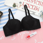 Renginiai Moteri&scaron;ki nėriniuoti gėlėti belaidės liemenėlės priekyje uždaromas apatinis trikotažas Bralette Adjusted Push Up liemenėlė 70A juoda