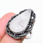 Rainbow Moonstone Handmade 925 Sterling Silver Jewelry Ring Size 8.5 q6k09