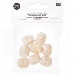 8 Perles rondes fantaisie - bois nature - 22 mm