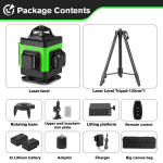 HGLINE 16 linijų 4D 360&deg; skersinis lazerinio lygio galios ekranas horizontalus vertikalus nivelyras Auk&scaron;to profesionalaus lazerinio lygio įrankis 150cm Tripod Set