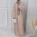 2025 Ramadano Khimar Abaya Saudo Arabija Turkija Islamas Siuvinys Mėnulis Musulmoni&scaron;kas Kardiganas Suknelė Maldos Drabužiai Suknelės Moterims L rožinė
