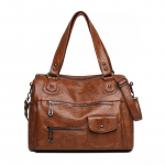 Moteri&scaron;kas krep&scaron;ys per petį Didelės talpos krep&scaron;ys per kūną Mink&scaron;tos odos rankinis krep&scaron;ys ruda