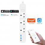 JK &bdquo;Tuya WiFi&ldquo; i&scaron;manusis maitinimo blokas, prailgintuvas, 2 USB prievadai, 1 C tipo nuotolinio valdymo pultas, veikia su &bdquo;Google Home&ldquo;, &bdquo;Alexa Dot Office&ldquo;. UK Plug Socket
