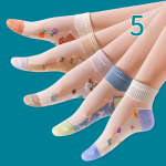5 poros moteri&scaron;kų kojinių Harajuku vasarinės animacinės nėriniuotos kulk&scaron;nies kojinės kasdienės kojinės permatomos elastinės mokyklinių mergaičių trumpos kojinės