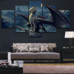 Namų Dekoras Modulinis Drobės Paveikslas Sidabrinio Drakono &Scaron;arvuotas Riteris ŽAIDIMAS Tapyba Peizažas Meno Kambario Plakatas Namų Sienos Drobės Tapyba 40x60cm*2 40x80cm*2 40x100cm*1 gray
