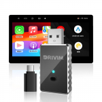 DRIVIM 2-in-1 Mini belaidis CarPlay/Android Auto adapteris, Aliuminio lydinio rėmas, Automobiliams su laidiniu