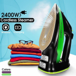 220-240V 2400W Elektrinis belaidis garinis lygintuvas 5 greičių reguliuojamas įkraunamas ne&scaron;iojamas drabužių lyginimo garintuvas keraminis padas violetinė