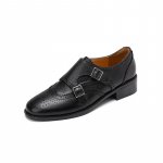 Madingi moteri&scaron;ki Oxford tipo batai su žemu kulnu 2025 m. pavasario batai moteriai Natūralios odos Brogues Vintažiniai sagtelėti Loafers Atsitiktiniai juodi rudi mergaičių batai 34 juoda