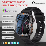 2025 M. Karinis GPS seklys Lauko sporto i&scaron;manusis laikrodis Vyrams 5ATM Vandeniui atsparus Bluetooth skambutis 100+ Sporto režimų 430mAh Karinės apyrankės silicon juoda
