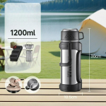 Ne&scaron;iojamas termosas-virdulys, Didelės talpos nerūdijančio plieno termosas-virdulys, Lauko didelės talpos itin didelės talpos ne&scaron;iojamas termosas 1200ML sidabras