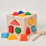 Montessori Intelekto Dėliojimo Dėžutė Geometrinės Figūros 3D Dėlionė Ankstyvasis Ugdymas Trimatės Medinės Porinės Statybinės Kaladėlės beige