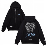 829 CHROME HEARTS 2026 M. Rudens ir Žiemos Naujas Didelio Dydžio Klasikinio Stiliaus Logotipo Užtraukiamas Gobtuvėlis, Tinka Dėvėti Pora S juoda