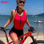 Moterų dviračių apranga Kombinezonas Be rankovių Sportinis kostiumas Vasaros Važiavimas dviračiu Plento dviračių įranga Mtb mar&scaron;kinėliai Triatlono sportinė apranga M red