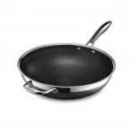 HexClad Hibridinis Wokas Saugus Tiesioginis pardavimas Garantija Nelipnus [30cm] [Nelipni danga] Indukcinė viryklė/Orkaitė/Indaplovė (Tik gamintojas, Įtraukta) [HexClad]