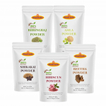 Khadi 100% žolinis grynas amlos, rethos, shikakai, bhringrajo ir hibisko plaukams | Hibisko milteliai/gudhal milteliai/gudhal žiedų milteliai (Pakuotė 5 vnt., po 100 g