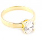 Bague Plaqu&eacute; Or 'Unique' blanc