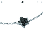 Les Tr&eacute;sors De Lily [I9102] - Bracelet Argent 'Flora' noir argent&eacute; (rhodi&eacute;) - 10 mm