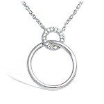 Les Tr&eacute;sors De Lily [K6631] - Collier Argent 'D&eacute;esse' Blanc argent&eacute; (rhodi&eacute;) - 20x15 mm (cercles)