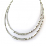 Les Tr&eacute;sors De Lily [N4082] - Collier 'Cl&eacute;opatra' argent&eacute; (2 rangs) sidabras