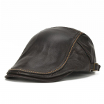 NORTHWOOD Solid Natūralios odos Rudens Ainter Berets Kepuraitė vyrams &Scaron;iltos beretės kepurės Plok&scaron;čios beretės kepurės Bone Brim Kepurės 56-60 cm kava