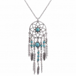 Boho Dreamcatcher plunksnos turkio spalvos kutų grandinės žavesio karoliai, moteri&scaron;ki papuo&scaron;alai balta