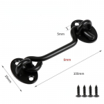 4 colių vintažinis durų ir langų kabliukas, juodas nerūdijančio plieno spintelės durų ir langų skląstis, paprastas buitinis durų ir langų kabliukas juoda