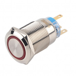 19 mm 12-24 V LED vandeniui atsparus nerūdijančio plieno savaime užsifiksuojantis užrakinamas mygtukas Red LED