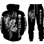 Punk Skull 3d Printed Vyri&scaron;kų megztinių su gobtuvu rinkinys rudens ir žiemos vyri&scaron;kos sportinės aprangos sportinis kostiumas didelio dydžio vyri&scaron;kų drabužių kostiumas XS