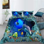 3D povandeninis pasaulis spausdintas namų patalynės komplektas vandenyno gyvūnų tema Antklodės ir pagalvės užvalkalai patalynės komplektas AU/ES/US viso dydžio namų dekoravimas AU Double 180x210cm
