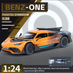 1/24 Scale Benz ONE Sports Diecast automobilių modelio žaislas, patraukiama atgal žaislinė transporto priemonė su garsu ir &scaron;viesa vaikams, mažiems berniukams, mergaitėms, dovanų kolekcija 1/24-21x9x5cm oranžinė