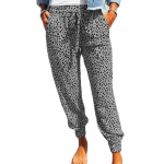 DAFIFY Moteri&scaron;kos mados vasaros pavasario laisvalaikio leopardinio ra&scaron;to kelnės auk&scaron;tu juosmeniu kelnės ir kaprizas XL
