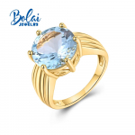 Vintažinis dizainas Natūralus 4,5 ct dangaus mėlynumo topazo žiedas didelis brangakmenis, apvalus 12 mm moterims Mada Eleganti&scaron;ki papuo&scaron;alai Jubiliejus Banketas us ring size 7# mėlyna