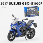1/18 skalės Welly Suzuki GSX S1000F lydinio motociklo modelis, metalinės žaislinės transporto priemonės, motociklų modelis, didelis modeliavimas, kolekcija, dovanos vaikams 1/18- 11.6x7x5.1cm mėlyna