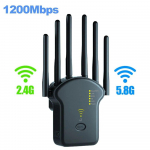 5G 1200Mbps belaidis WiFi kartotuvas WiFi signalo kartotuvas 2,4G 5,8G dviejų juostų Wi-Fi plėtiklis 6 antenos tinklo stiprintuvas WPS mar&scaron;rutizatorius 2024 Naujas 1200Mbps/EU Plug juoda